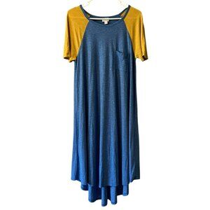 LulaRoe T Shirt Maxi Dress Hi Low Multicolor Size Medium Preppy Loungewear Beach